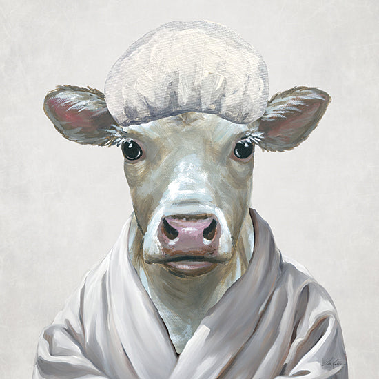Lee Keller LK281 - LK281 - Showered with Love - 12x12 cow chef baking eggs whisk bowl humorous farm animal cooking kitchen character painting whimsical farmhouse style from Penny Lane