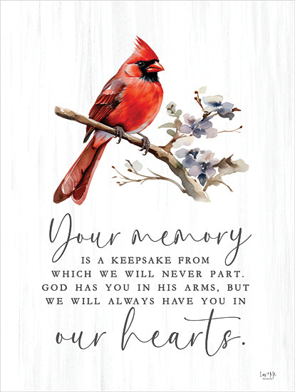 Lux + Me Designs LUX1088 - LUX1088 - Your Memory Cardinal - 12x16 Bereavement, Inspirational, Your Memory is a Keepsake From Which We Will Never Part, Typography, Signs, Textual Art, Cardinal, Flowering Tree from Penny Lane