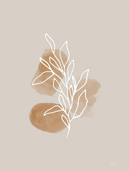 Lux + Me Designs LUX968 - LUX968 - Abstract Botanical Leaves 2 - 12x16 Abstract plant art, brown watercolor, white line leaves, minimalist botanical design, earthy wall decor from Penny Lane