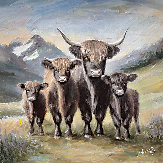 Marla Rae MAZ6006 - MAZ6006 - Highland Cow Family - 12x12 Cow, Highland Cows, Cow Family, Landscape, Mountains from Penny Lane