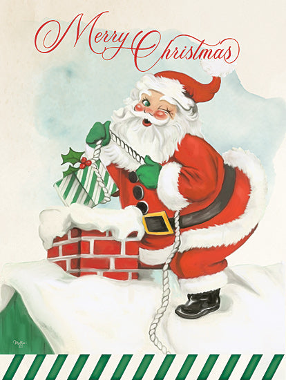 Mollie B. MOL2817 - MOL2817 - Present Delivery - 12x16 holidays & seasonal, typography, christmas, word art, santa, chimney, gift sack, holly, snow scene, vintage, whimsical, watercolor, red from Penny Lane
