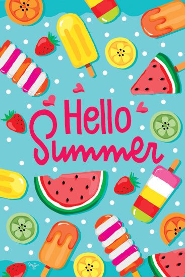 Mollie B. MOL2832 - MOL2832 - Hello Summer - 12x18 Summer, Hello Summer, Typography, Signs, Textual Art, Popsicles, Polka Dots, Fruit from Penny Lane