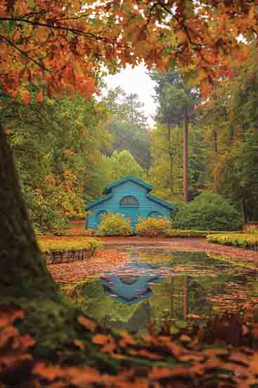 Martin Podt MPP967 - MPP967 - The Boathouse - 12x18 Photography, Lodge, Lake, Boathouse, Teal Boathouse, Trees, Landscape, Fall, Fall Leaves from Penny Lane