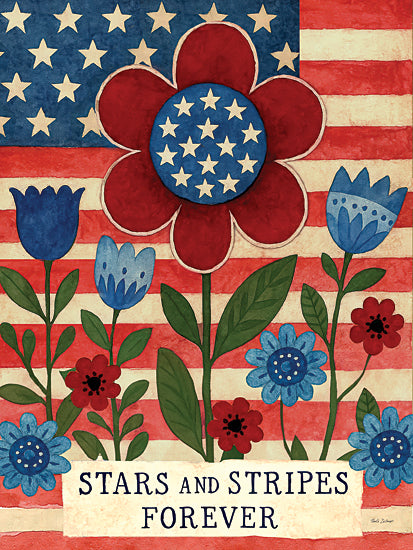 Nicole DeCamp ND1046 - ND1046 - Stars and Stripes Forever - 12x16 american flag floral, stars and stripes forever text, patriotic flowers from Penny Lane