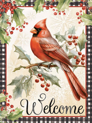 ND657 - Christmas Cardinal and Holly Berries - 12x16