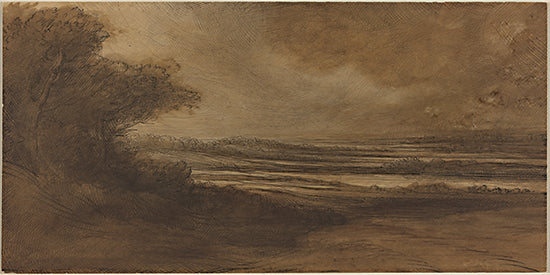Lauren Rader RAD1614 - RAD1614 - Dark and Stormy Day - 18x9 coastal, landscape, beach, sky, storm, waves, ocean, clouds, horizon, moody, painterly, oil painting, brown from Penny Lane