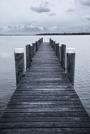 Robin-Lee Vieira RLV811 - RLV811 - Pier Two - 12x18 wooden dock pier leading into calm lake, blue toned water, minimal horizon, peaceful waterfront landscape from Penny Lane