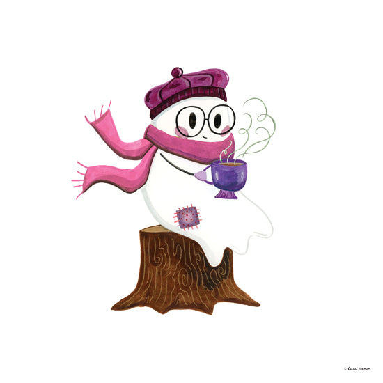 Rachel Nieman RN686 - RN686 - Girly Ghost Drinking Coffee - 12x12 ghost roasting marshmallows campfire camping cute halloween character illustration from Penny Lane