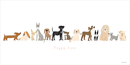 Rachel Nieman RN813 - RN813 - Puppy Love     - 18x9 animals, typography, pets, word art, dogs, canine, dachshund, poodle, terrier, whimsical, contemporary, digital illustration, neutral from Penny Lane