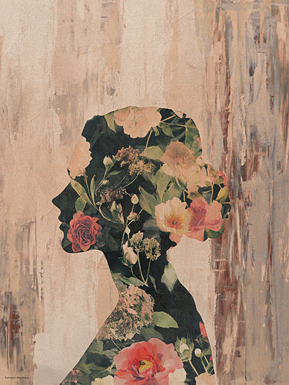 Svetlana Aleinikova SA119 - SA119 - Floral Shadow - 12x16 floral silhouette, nature inside woman, flowers and leaves, profile portrait, abstract mixed media, elegant composition, garden fusion from Penny Lane