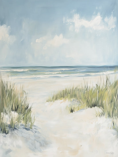 Svetlana Aleinikova SA162 - SA162 - Sands and Wild Greens - 12x16 coastal, landscape, beach, sky, sand, dunes, ocean, waves, grass, clouds, horizon, painterly, contemporary, acrylic, neutral from Penny Lane