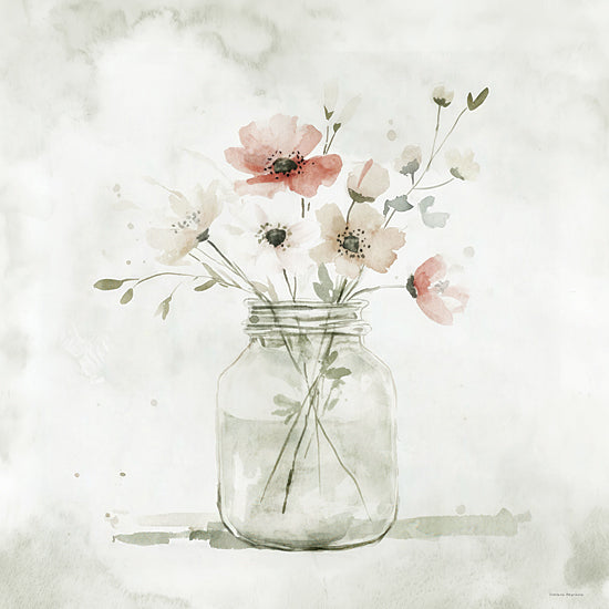 Svetlana Aleinikova SA224 - SA224 - Floral Jar - 12x12 pink white flowers mason jar watercolor, delicate spring bouquet, soft botanical illustration cottage style from Penny Lane