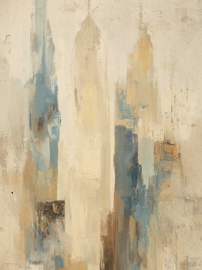Svetlana Aleinikova SA236 - SA236 - Silent NYC - 12x16 abstract cityscape, modern painting, muted tones, brush stroke texture, contemporary art, beige and blue palette, geometric abstraction, urban impressionism from Penny Lane