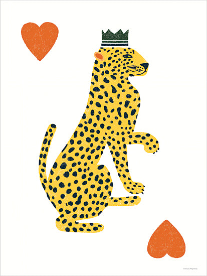 Svetlana Aleinikova SA276 - SA276 - The Cheetah Card - 12x16 graphic leopard illustration, king of hearts, modern minimal art, bold colors, stylized animal, geometric composition, pop art influence, playful design from Penny Lane