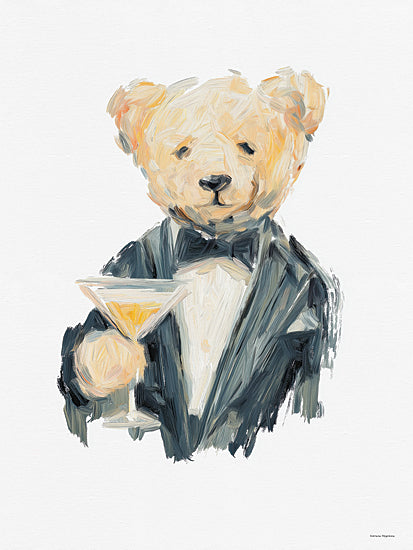 Svetlana Aleinikova SA335 - SA335 - Cheers Bear   - 12x16 animals, food & drink, pets, stylized animals, wine & spirits, teddy bear, martini, cocktail, suit, tuxedo, whimsical, painterly, oil painting, neutral from Penny Lane