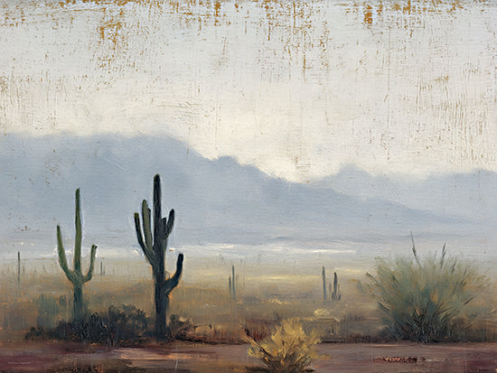 Svetlana Aleinikova SA394 - SA394 - Lonely in the Desert - 16x12 desert landscape with cacti, southwestern desert scene, distant mountains, muted earthy tones, arid nature painting from Penny Lane