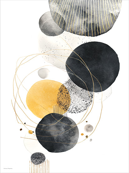 Svetlana Aleinikova SA480 - SA480 - Circular Logic - 12x16 abstract watercolor circles gold navy modern geometric composition texture from Penny Lane