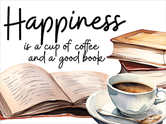 Susan Ball SB1527 - SB1527 - Coffee and a Good Book - 16x12 coffee and books, happiness quote, watercolor art, cozy home, inspirational art, reading, coffee lover, word art, typography, feminine decor, modern farmhouse from Penny Lane