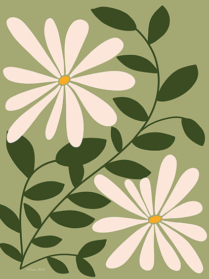 Susan Ball SB1559 - SB1559 - Simple Daisies - 12x16 floral illustration, pink flowers, white petals, green leaves, botanical art, nature print, graphic design, contemporary floral, minimalist art from Penny Lane