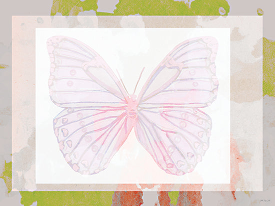 Stellar Design Studio SDS1559 - SDS1559 - Butterfly Collage - 16x12 pastel butterfly, soft pink and green background, minimalist design, gentle watercolor style, spring theme, contemporary decor, delicate insect art, whimsical composition from Penny Lane