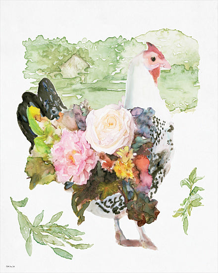 Stellar Design Studio SDS1586 - SDS1586 - Garden Hen 1 - 12x16 chicken with floral bouquet body whimsical watercolor farm animal botanical composition from Penny Lane