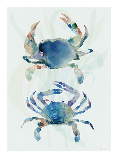 Stellar Design Studio SDS1600 - SDS1600 - Blue Crab Duo - 12x16 blue crab pair, watercolor marine life art, coastal crustacean painting, underwater scene, beach house decor, ocean animal illustration, blue-green hues from Penny Lane