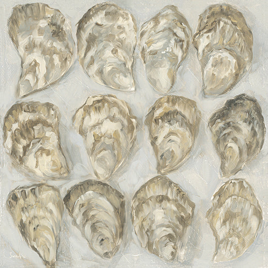 Sara G. Designs SGD376 - SGD376 - Treasures of the Tide II - 12x12 oyster shells neutral palette, coastal seafood art, oyster shell painting, beach cottage decor, marine life illustration, shell still life from Penny Lane