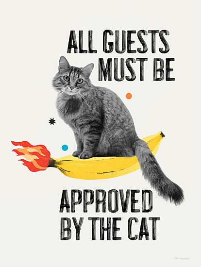 Seven Trees Design ST1154 - ST1154 - Approved by the Cat - 12x16 cat sitting on banana graphic, approved by the cat sign, humorous pet typography art from Penny Lane
