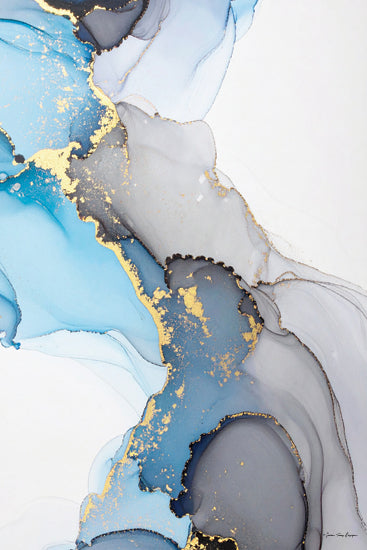 Seven Trees Design ST1255 - ST1255 - Celestial Tides I - 12x18 abstract art, blue and gold fluid art, alcohol ink, marble texture, modern decorative art, fluid painting, ocean-inspired, luxury design, fine art, elegant composition from Penny Lane