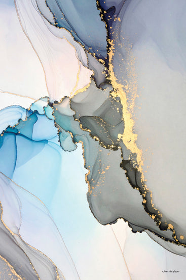 Seven Trees Design ST1257 - ST1257 - Celestial Tides III - 12x18 abstract blue green and gold artwork, fluid painting, luxury abstract, modern decor, elegant design, fine art, marble pattern, contemporary wall art from Penny Lane