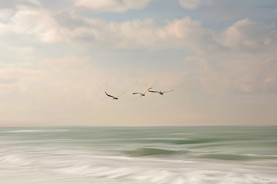 Catch A Star Fine Art STAR359 - STAR359 - Early Morning Flight - 18x12 seascape, birds flying, ocean waves, horizon, coastal art, painterly style, serene sky, nature scene, tranquility, marine atmosphere from Penny Lane