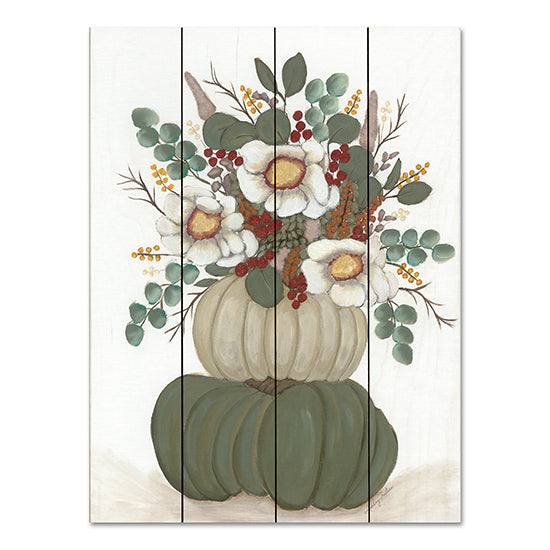 Ashley Justice AJ102PAL - AJ102PAL - Floral Pumpkin Stack - 12x16 Floral Pumpkin Stack, Still Life, Flowers, Fall, Autumn, Greenery from Penny Lane