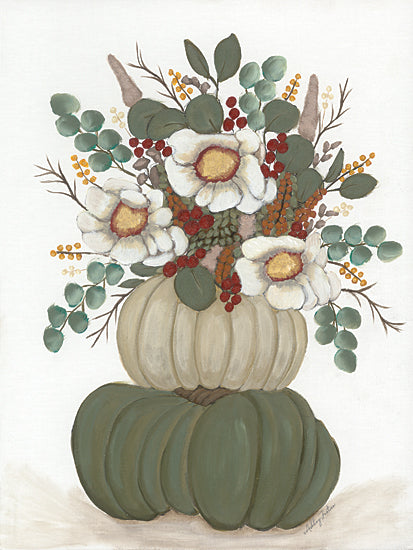 Ashley Justice AJ102 - AJ102 - Floral Pumpkin Stack - 12x16 Floral Pumpkin Stack, Still Life, Flowers, Fall, Autumn, Greenery from Penny Lane