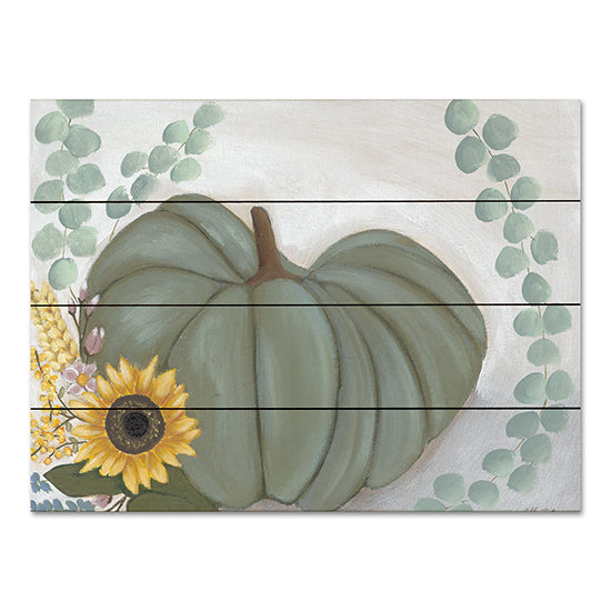 Ashley Justice AJ106PAL - AJ106PAL - Green Pumpkin - 16x12 Pumpkins, Green Pumpkin, Flowers, Sunflowers, Greenery, Still Life, Fall, Autumn from Penny Lane