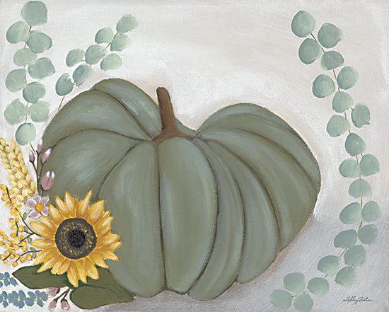 Ashley Justice AJ106 - AJ106 - Green Pumpkin - 16x12 Pumpkins, Green Pumpkin, Flowers, Sunflowers, Greenery, Still Life, Fall, Autumn from Penny Lane