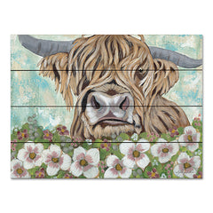 AJ109PAL - Floral Highland Cow - 16x12