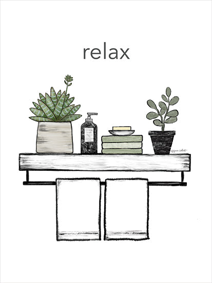 Annie LaPoint ALP2313 - ALP2313 - Relax Bath Shelf - 12x16 Bath, Bathroom, Shelf, Plants, Greenery, Relax, Typography, Signs, Textual Art from Penny Lane