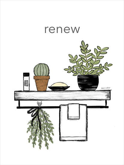 Annie LaPoint ALP2314 - ALP2314 - Renew Bath Shelf - 12x16 Bath, Bathroom, Shelf, Plants, Greenery, Renew, Typography, Signs, Textual Art from Penny Lane