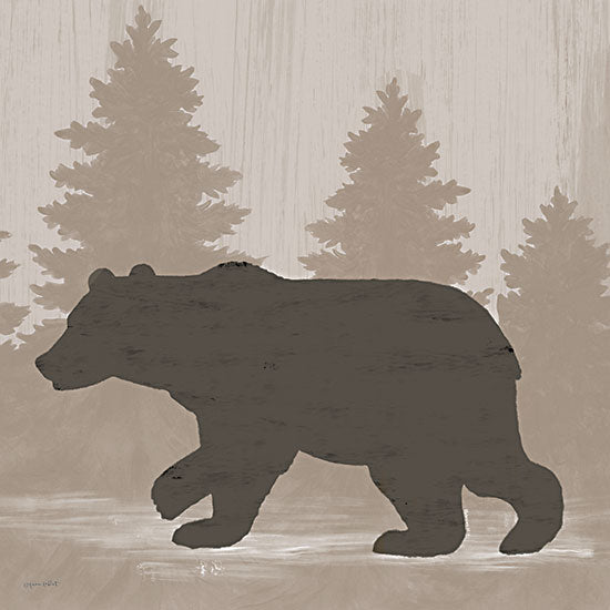 Annie LaPoint ALP2382 - ALP2382 - Bear Silhouette - 12x12 Lodge, Bear, Silhouette, Trees, Neutral Palette from Penny Lane