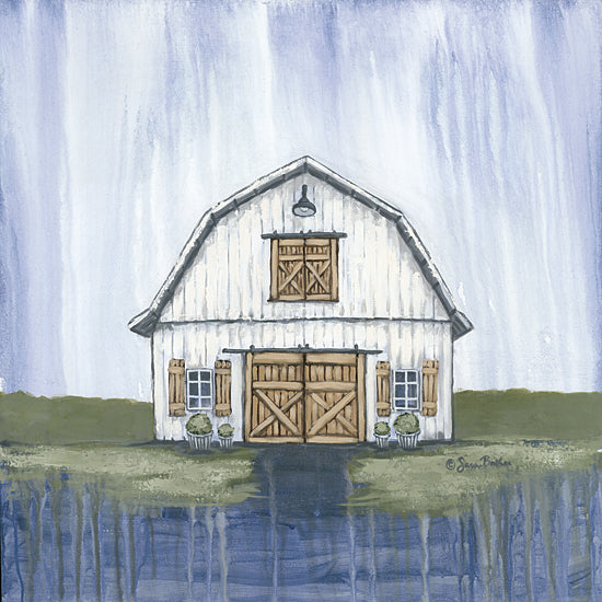 Sara Baker BAKE136 - BAKE136 - White Garden Barn - 12x12 White Barn, Landscape, Farm from Penny Lane