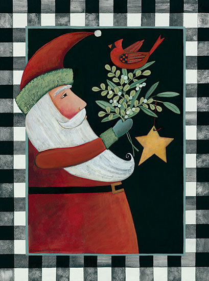 Bernadette Deming BER1406 - BER1406 - Santa Claus with Cardinal and Rusty Star - 12x16 Santa Claus, Christmas, Holidays, Rusty Star, Greenery, Cardinal from Penny Lane