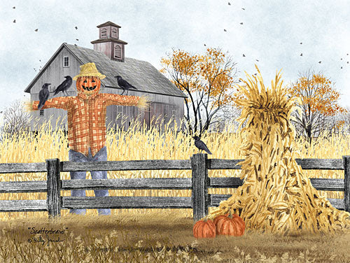 Billy Jacobs BJ1163 - Scatterbrains - Scarecrow, Haystack, Pumpkins, Barn, Crows, Field from Penny Lane Publishing