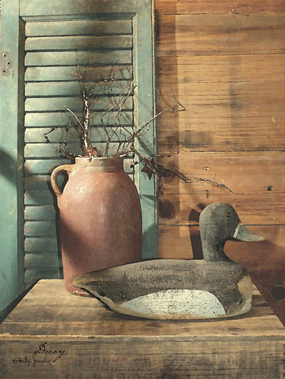 Billy Jacobs BJ179A - BJ179A - Decoy        - 12x16 Decoy, Duck, Crock, Still Life, Shutter, Table, Primitive from Penny Lane