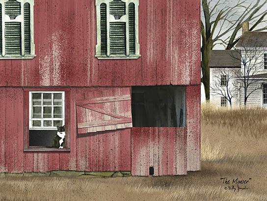 Billy Jacobs BJ188 - BJ188 - The Mouser - 16x12 The Mouser, Barn, Red Barn, Farm, Cat, Folk Art from Penny Lane