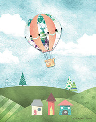 BLUE192 - Whimsical Leafy Green Hot Air Balloon - 12x16