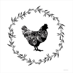 BLUE527 - Farm Floral Hen - 12x12