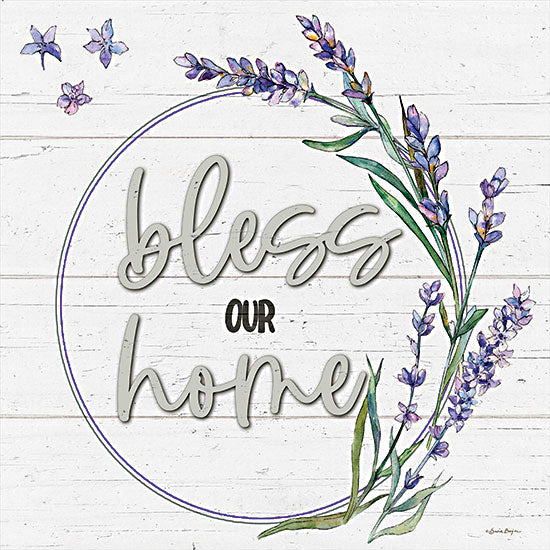 Susie Boyer BOY584 - BOY584 - Bless Our Home - 12x12 Bless Our Home, Wreath, Lavender, Home, Signs from Penny Lane
