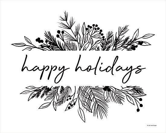 Kyra Brown BRO105 - BRO105 - Happy Holidays - 16x12 Happy Holidays, Christmas, Black & White, Greenery from Penny Lane