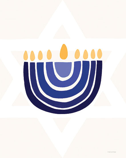 Lady Louise Designs BRO341 - BRO341 - Rainbow Menorah - 12x16 Hanukkah, Holidays, Religious, Menorah, Abstract, Jewish, Jewish Holiday, Blue & Gold from Penny Lane