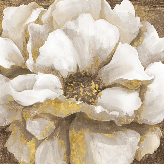 Cloverfield & Co. CC198 - CC198 - Touch of Gold Bloom - 12x12 Flower, White, Gold, Petals, Botanical, Abstract, Decorative from Penny Lane